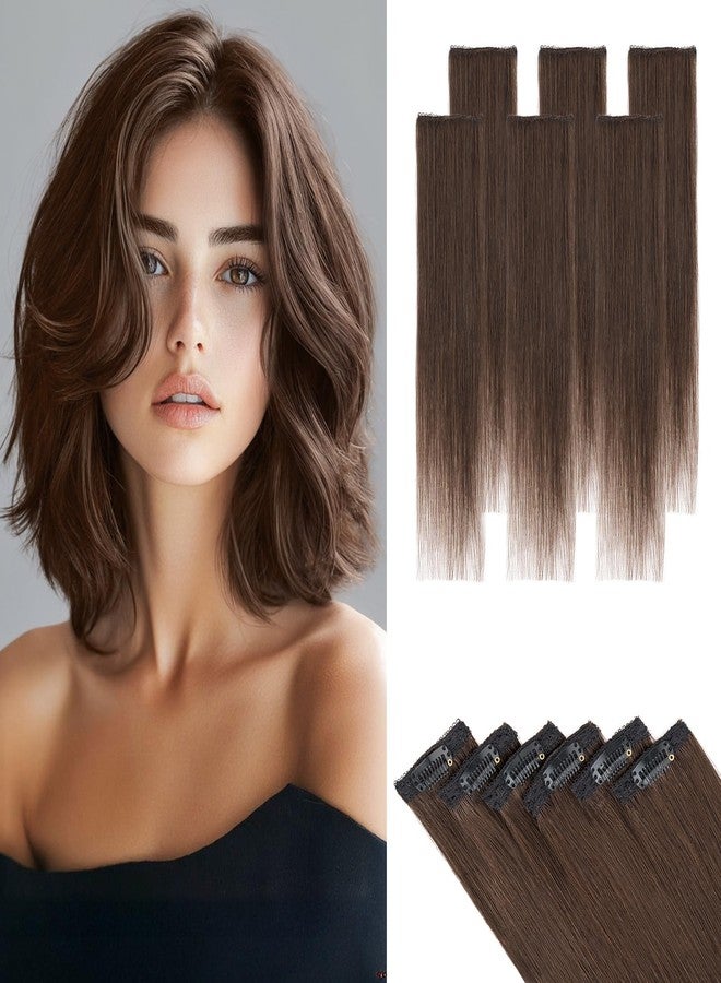 S-noilite Short Hair Extensions Clip ins,S-noilite Short Clip in Hair Extensions Real Human Hair,Mini Hairpieces for Add Volume and Highlights,6 Pieces 31g 10 inch Dark Brown - Image 1